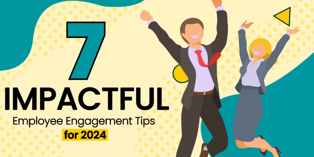 An illustrated character that feels jubilated as an HR to engage employees as per employee engagement tips