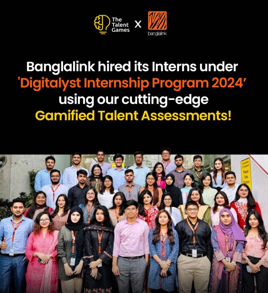 interns hired by banglalink through gamified assessments. national interns day