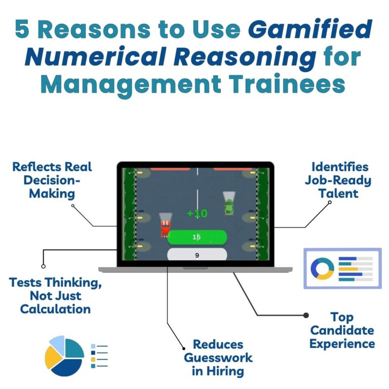 the characteristics of gamified numerical reasoning for trainees for game based internship or management trainee programs